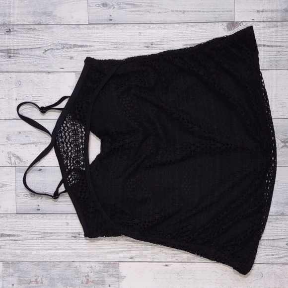 Island Escape Lost At Sea Crochet High-Neck Tankini Black 18W New - Picture 5 of 10